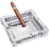 Handmade Glass Ashtray, Ashtray Ash Holder for Indoor or Outdoor Patio Desktop Office Smokers, Ash Tray for Tabletop Home Office Decor (Crystal, M)