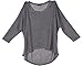 FACE N FACE Women's Casual Long Batwing Sleeve Loose Pullover Top Knits XX-Large Grey