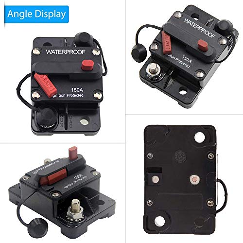 ANJOSHI 150 Amp Circuit Breaker 20A-300A with Manual Reset Waterproof Inline Fuse Inverter for Marine Trolling Motors Boat ATV Manual Power 12V-36VDC