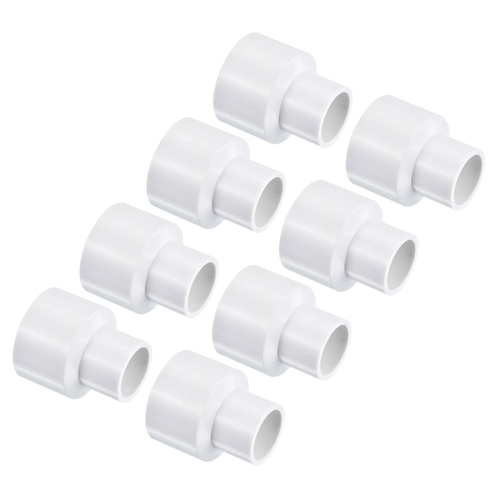 PATIKIL PVC Reducer Pipe Fitting 32mm to 20mm ID, 8 Pack Straight Coupling Adapter Connector, White