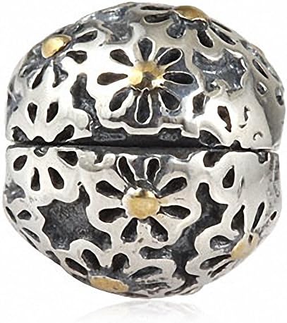 Lotus Flower Clip Lock Charm Authentic 925 Sterling Silver Bead for European Charm Bracelet (Lazy Daisy Clip)