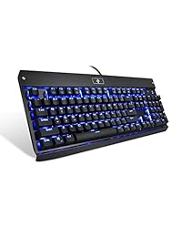 EagleTec KG010-N teclado mecánico de 104 teclas para juegos   oficina   industrial (negro), Retroiluminación LED azul (negro)