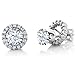 Gem Stone King 925 Sterling Silver Round 6MM Gemstone Birthstone Removable Jacket Stud Halo Earrings for Women
