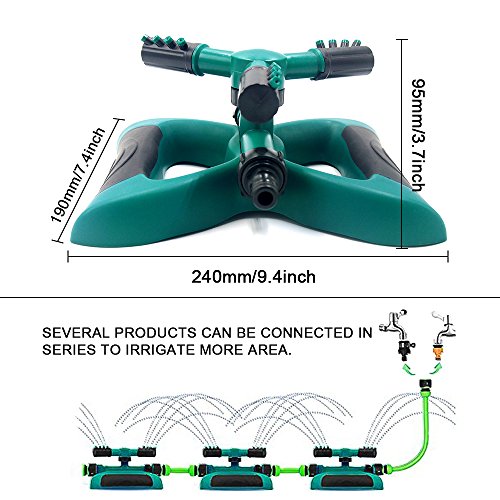 image for mixigoo Lawn Sprinkler Automatic Garden Water Sprinkler 360 Rotating A