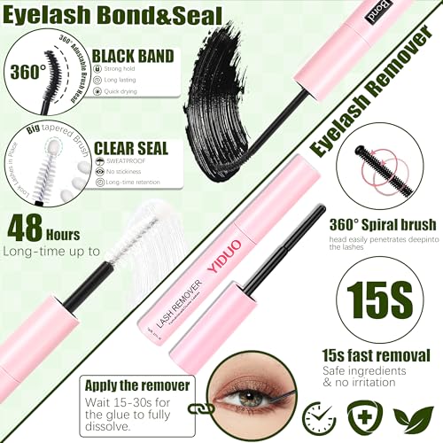 YIDUO 1846Pcs Lash Clusters Kit with Spikes+Bottom Cluster Lashes Kit Mix Styles 10-18mm Volume D Curly Wispy Soft DIY Individual Eyelash Extension Kit with Glue pestañas postizas Wholesale Large Pack