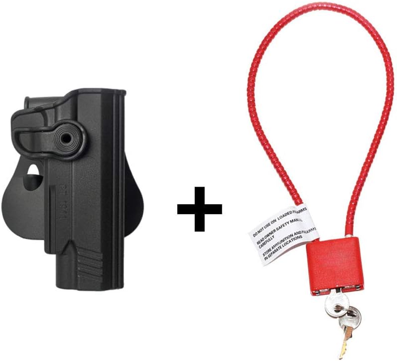 IMI Taurus PT1911 Holster & Cable Gun Lock, Level 2 Safety retention w trigger guard lock, 360 roto paddle polymer Holster Fits PT1911 & PT1911 with rail