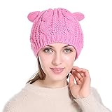 GEANBAYE Soft Fabric Women's Hat Cat Ear Crochet Braided Knit Caps