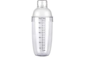 700CC/24oz Transparent Cocktail Shaker Plastic Resin Detachable Milk Tea Pot Mixing Shakers with Scale for Professional Barte