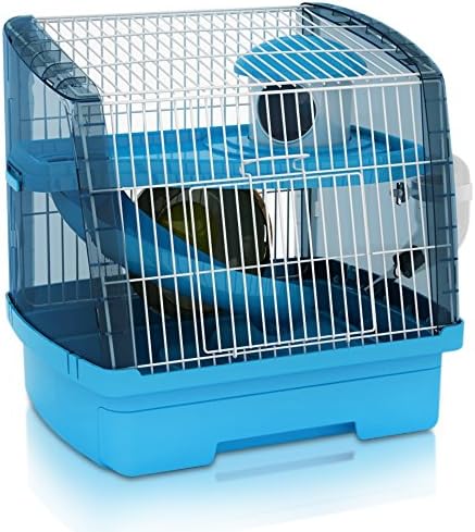 SatisPet Hamster Crystal Castle Cage in Blue - Easy-Clean Drawer Function All Inclusive Accessory Set House for Mice