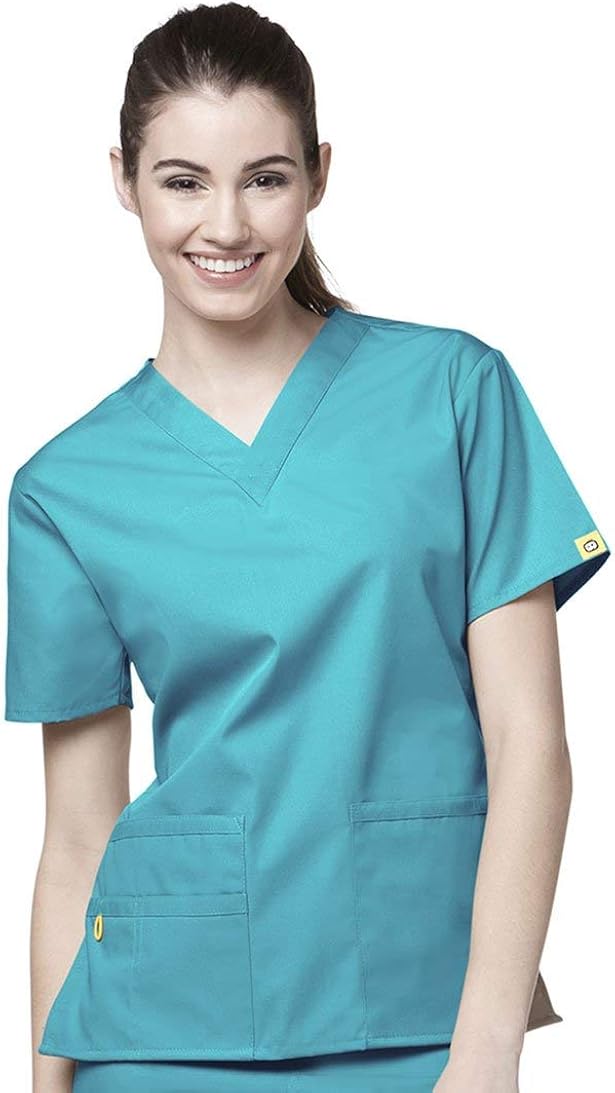WonderWink Origins Women's Scrub Set Bundle- 6016 Bravo Top & 5016 Quebec Cargo Pant & Marc Stevens Badge Reel: Clothing