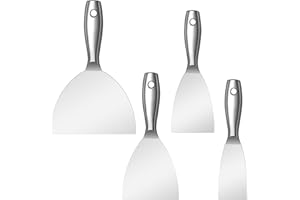 SUMED Putty Knife Set,4 PCS 2",3",4",6" One Piece Premium Polished All-Stainless Steel Scraper Tool for Drywall Finishing,Professional Grade Putty Blade for Scraping Paint, Taping