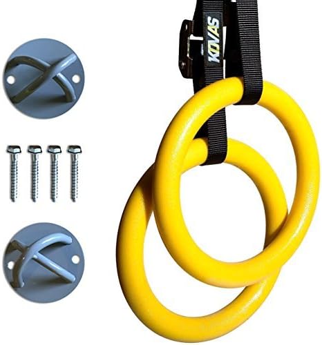 Kovas Gymnastic Rings with Adjustable Straps & Ring Mounts - Home Gym Gymnastics Equipment - Improve Fitness Strength & Balance with Body Weight Training Exercises