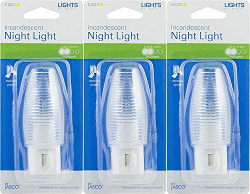 Lights by Night Manual On/Off Incandescent Night Light, Clear Shade (Pack of 3)