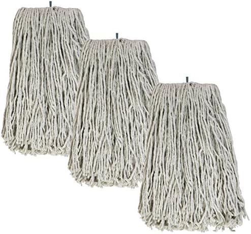 Tricol 38480 Screw-Tip Wet Mop Replacement Heads, 16-Ounce, White, 3-Pack