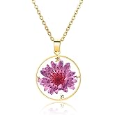 Pressed Flower Necklace Gift for Women | Personalized Handmade Necklaces | Birth Flower Necklace