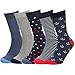 HOYOLS Men’s Dress Patterned Polka Dot Plain Stripes Crew Assorted Socks 5 Pack (L Size)