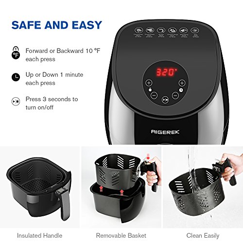 AIGEREK Air Fryer, Touch Screen Digital Air Fryer & Insulted Basket