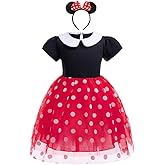Dressy Daisy Baby Girl Polka Dots Fancy Dress Up Costume Birthday Party Tulle Dresses with Headband Pink/Red/Purple/Hot Pink