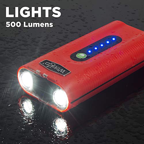 WEEGO 44.1 Jump Starting Power Pack (NEW 2019 Model) 2100 Peak 440 Cranking Amps High Performance Lithium Ion Jump Starter Quick Charges Phones 500 Lumen LED Flashlight Water Resistant