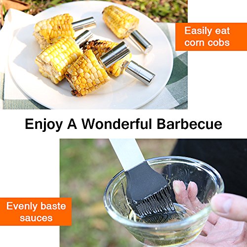 Z ZANMAX BBQ Tools Set, Stainless Steel Barbecue Accessories BBQ Tongs, Spatula, Fork, Skewers, Corn Holders,Brush, 18 Pcs 17'' Kitchen Utensil Grilling Tool Set (Aluminum Case) - Thumbnail 7
