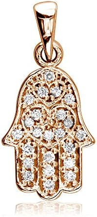 SZIROSmall Diamond Hamsa, 0.25CT, Hand of God Charm in 18K Pink, Rose Gold