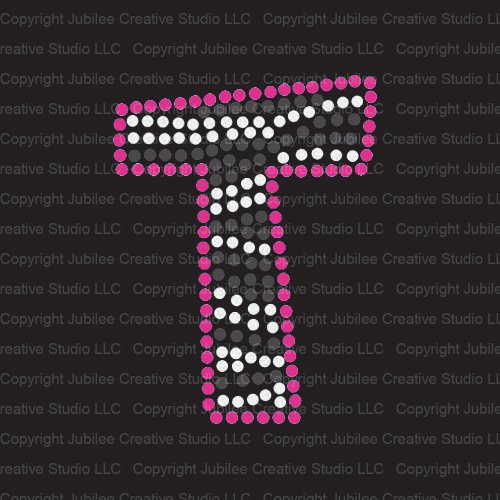 Zebra Letter T Iron On Rhinestone Crystals and Pink Rhinestud T-Shirt Transfer by Jubilee Rhinestones