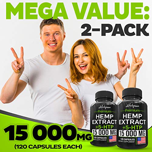 (2 Pack | 240 Pills) Hemp Oil Capsules 15 000MG of Pure Hemp Extract - Pain, Stress & Anxiety Relief - Natural Sleep & Mood Support - Made in The USA - Maximum Value - Rich in Omega 3, 6, 9