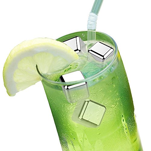 Whiskey Stones Reusable Chilling Stainless Steel Ice Cubes Gift Set for Scotch Whisky, Tequila,Vodka, Liqueurs, White wine , pack of 8