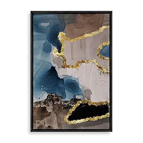 SIGNFORD Framed Canvas Home Artwork Decoration Golden Abstract...