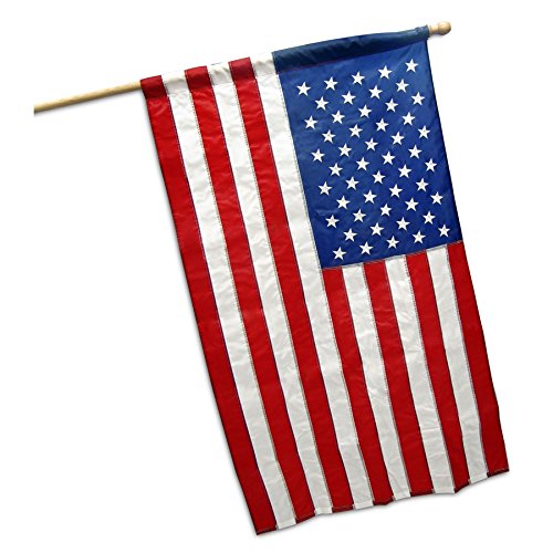 G128 - American USA US Flag 2.5x4 Ft Embroidered Stars Sewn Stripes 210D Quality Oxford Nylon with Pole Sleeve