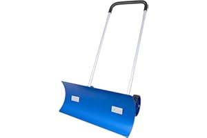 Booroh Wide Snow Shovel with Wheels 37" x 9.8", Snow Plow with ABS Reversible Blade, Snow Pusher with 90° Adjustable Handle, Ideal Snow Removal Tool for Driveway, Walkway, Sidewalk, Deck