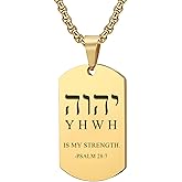 HOMLIFPER Tetragrammaton YHWH Is My Strength Pendant Hebrew Yhvh Jehovah Names of God Necklace Yahweh Amulets Jewish Jewelry for Men Women