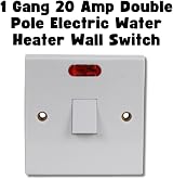 Invero 1 Gang 20 Amp Double Pole Water Heater Wall Switch White Red Neon view 3