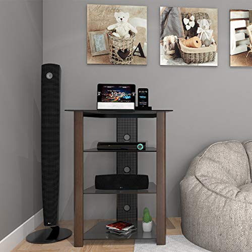 Ryan Rove Ashton Multi-Level Media Component Stand - Living Room Furniture, Home Theater System, Entertainment Center, Console Shelf and Storage Rack - Cable Management, Glass Shelves - Wood Espresso - Thumbnail 4