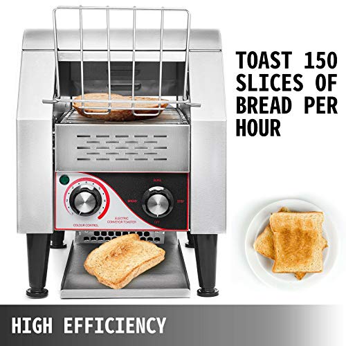 VEVOR Commercial Conveyor Toaster, 150 Slices / Hour, 1340W Stainless Steel Heavy Duty