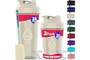 diliqua 2 PACK, 28 oz & 20 oz Shaker Bottles for Protein Mixes | BPA-Free & Dishwasher Safe | Protein Shaker Bottle | Shaker Cups for protein shakes | Leakproof Blender Shaker Bottle Pack