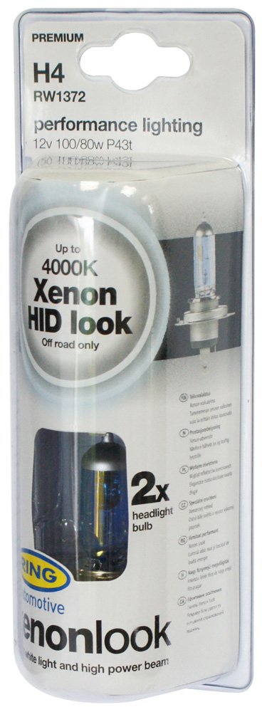 Ring Automotive RW1372 H4 P43t Xenon Look Halogen Headlamp Off-Road, 12 V, 100/80 W