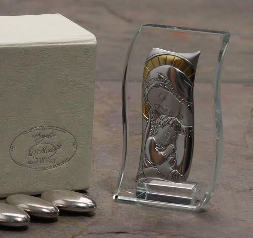 Authentic Italian Madonna & Child Silver Icon Baptism Christening Favors