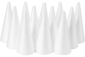 YURN Craft 12 Pack Foam Cones for Crafts, Foam Trees Cones, 2.44×5.86 in Cones Shaped Foam for Christmas Decorations, Gnomes, and DIY Art Projects.