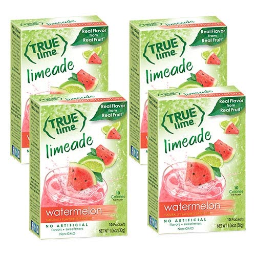 NEW FLAVOR: True Lime | WATERMELON AQUA FRESCA 10ct each box. True Lemon | True Citrus NON GMO and NO GLUTEN, 1.06 Ounce (Pack of 4)