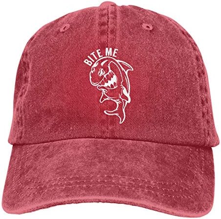 Alility Caps Bite Me Funny Fishing Vintage Adjustable Denim Hat Trucker Cap ForAdult