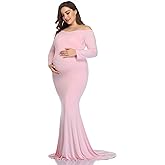 Mommy Jennie Long Sleeve Maternity Dress for Photoshoot Stretchy Pregnancy Fitted Gowns for Baby Shower