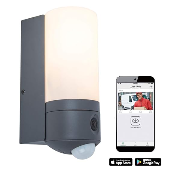 LED Kameraleuchte Pollux in Anthrazit & Weiß 20W 1200lm 3000k IP54 | Sicherheitskamera inkl. Außenlampe mit Bewegungssensor f