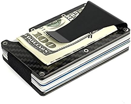 BapUp Metal RFID Minimalist Slim Wallets - Credit Card Holder Front Pocket Wallet (Carbon fiber Black)