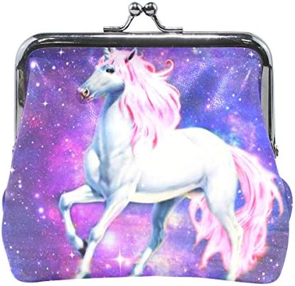 Ethel Ernest Unicorn With Pink Hair Universe Coin Wallets Mini Purse for Womens Girls