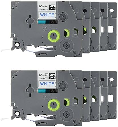 PUTY 10 Pack Compatible Brother Cartridge Label Tape Tze-233 Tze233 for Brother P-Touch Printer Ribbon 12mm Blue on White