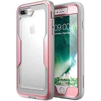 i-Blason Magma Series Case for iPhone 8 Plus 2017/iPhone 7 Plus, Heavy Duty Protection Full Body Bumper Case with Built-in Screen Protector, Includes Removable Beltclip Holster (RoseGold)
