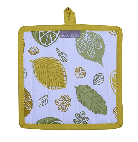 Pot Holders and Oven Mitts, Unique Citrus Splash Design, Heat Resistant, Made of 100% Cotton, Eco-Friendly & Safe, Set of 1 Oven Mitt and 1 Pot Holder, Pot Holders and Oven Mitts Sets By CASA DECORS