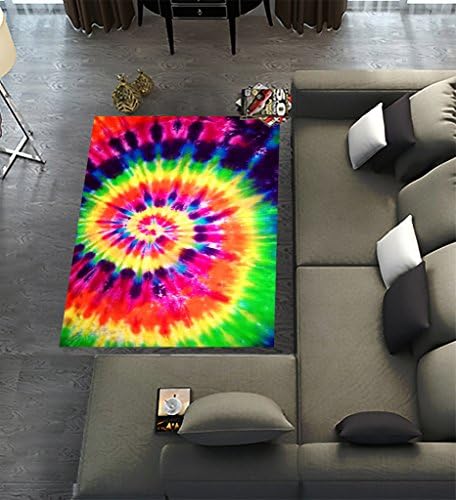 Custom Colorful Tie Dye Area Rugs Carpet,Colorful Tie Dye Modern Carpet Floor Rugs Mat for Home Living Dining Room Playroom Decoration Size 5'x3'3"