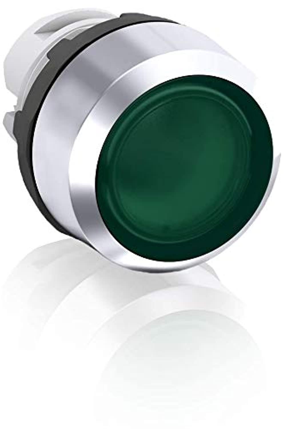 ABB MP1-31G Modular Pushbutton, Momentary, Flush, Green, Illuminated, Chrome metal, No Contact Block (ABB1SFA611100R3102)